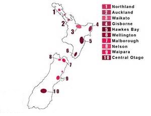 Regions viticoles NZ